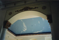 Trompe l'oeil Cloud Ceiling with Gold Detailed Trim