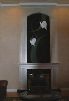 24 - Fireplace and Floral Deisgn in Pearl Finish on a Matte Black Base